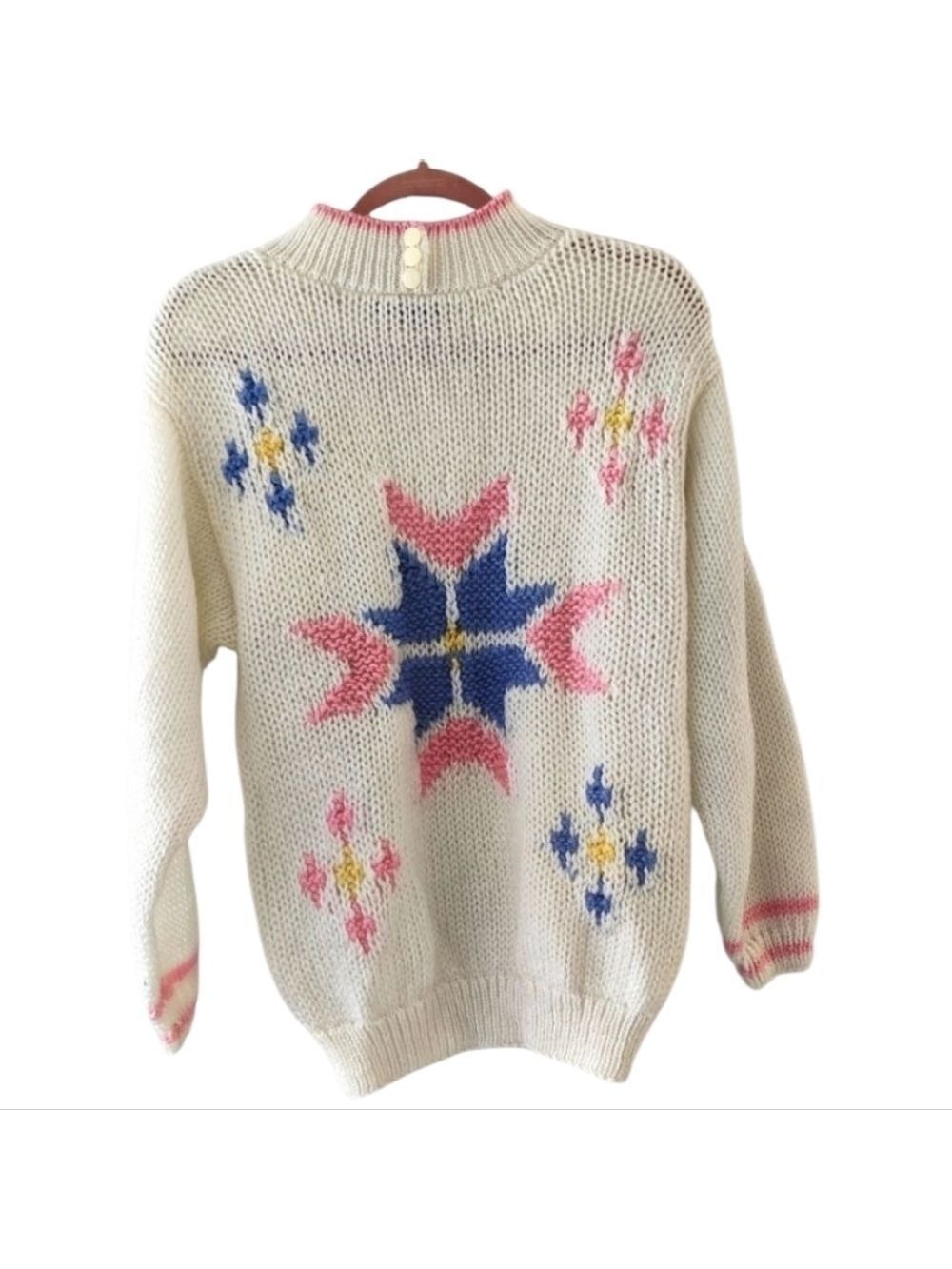 VINTAGE Impromptu White Chunky Knit Long Sleeve Sweater Size Large - Picture 3 of 6